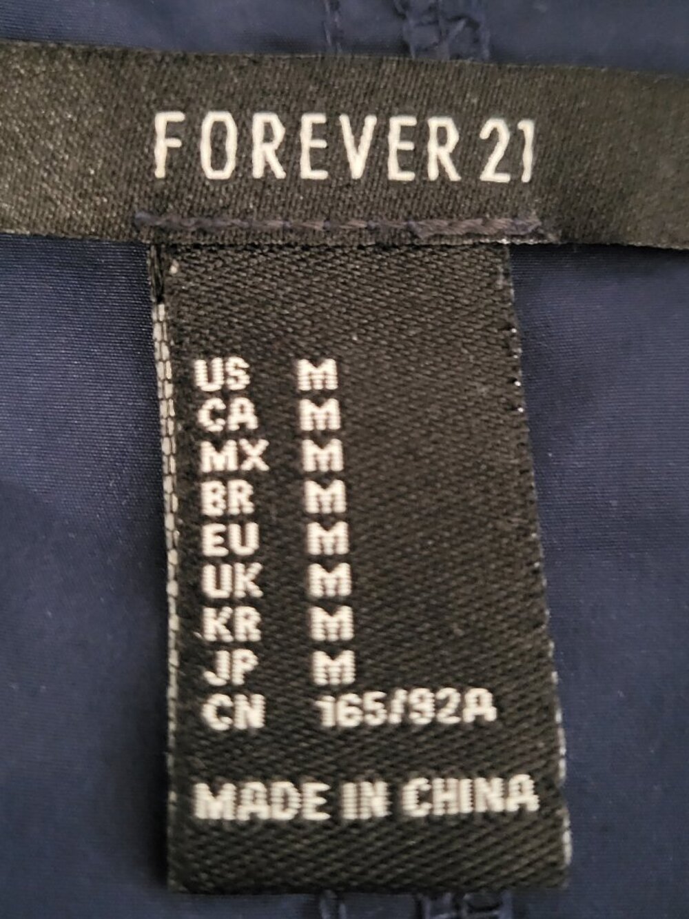 Hooded Windbreaker Jacket Lightweight Forever 21 Navy Blue Size M - Picture 3 of 11